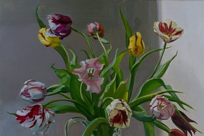 Tulips in a glass jug. Taken from my garden, flowers became a symbol of continuity.